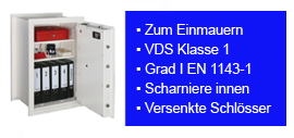 Wandtresor Format Wega VDS Klasse 1 EN 1143-1