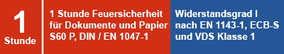Feuerschutz Tresor 1 Stunde VDS DIN EN 1047-1 S 60 P Feuerschutztresor Brandschutztresor