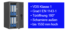 Wertschutztresore Format Gemini Pro mit Widerstandsgrad I nach EN 1143-1 ECB-S VDS Klasse
